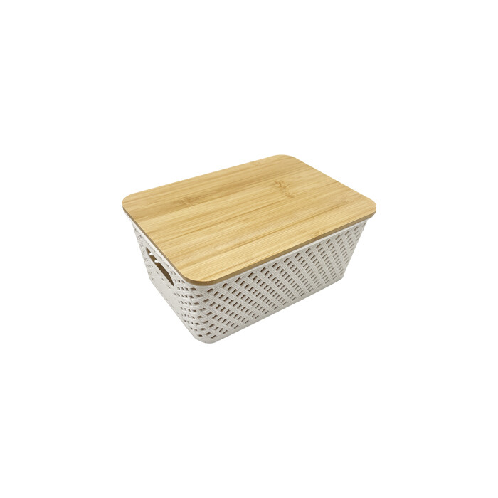 Plastic Storage Box Bins with Bamboo Lid PLAB006-PB1