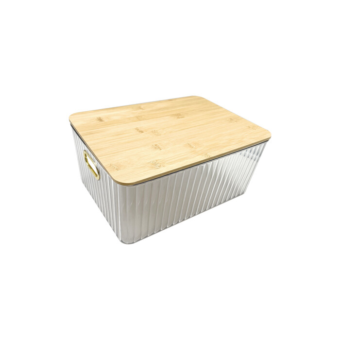 Plastic Storage Box Bins with Bamboo Lid PLAB008-PB