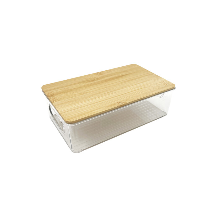Plastic Storage Box Bins with Bamboo Lid PLAB010-PB