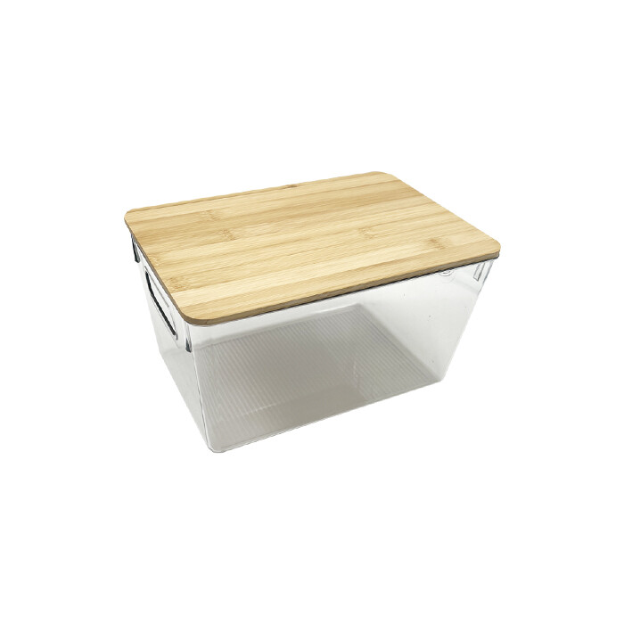Plastic Storage Box Bins with Bamboo Lid PLAB011-PB