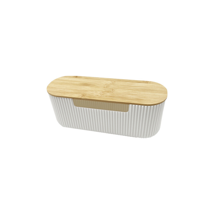 Plastic Data Cable Storage Box with Bamboo Lid PLAB015-PB