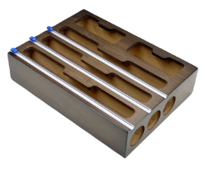 Bamboo food wrap dispenser 3 inserts with cutter & sandwich bag organiser  WBO008-BA