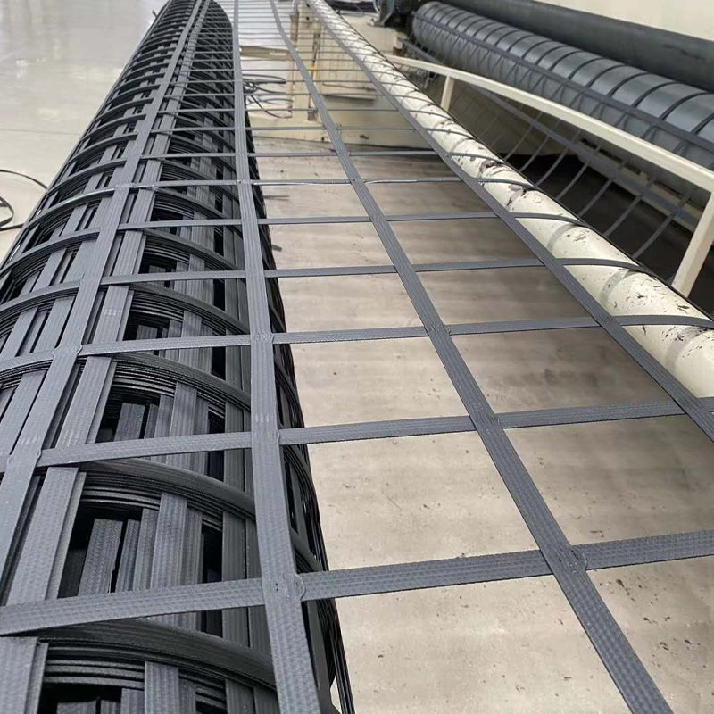 Factory price steel plastic geogrid 60kn for road construction