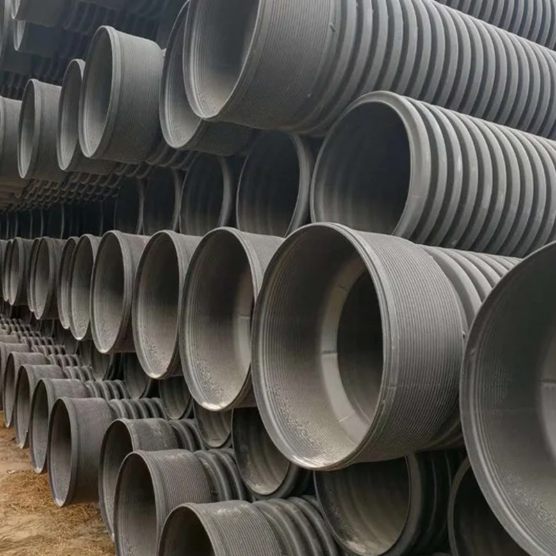 Socket Joint Plastic PE100 SN8 200MM pe drainage pipe HDPE Double Wall Corrugated Pipe
