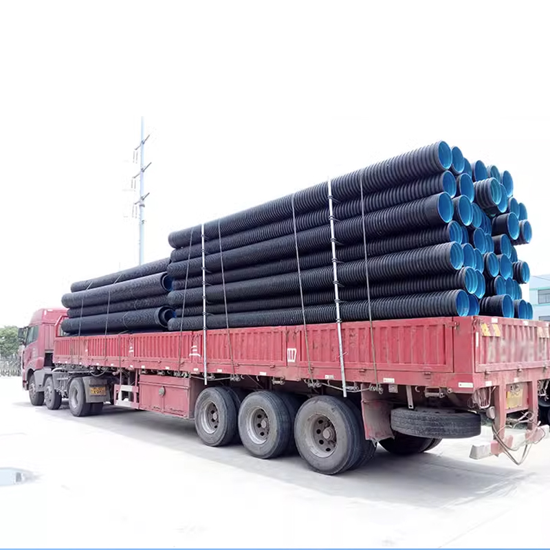 Socket Joint Plastic PE100 SN8 200MM pe drainage pipe HDPE Double Wall Corrugated Pipe