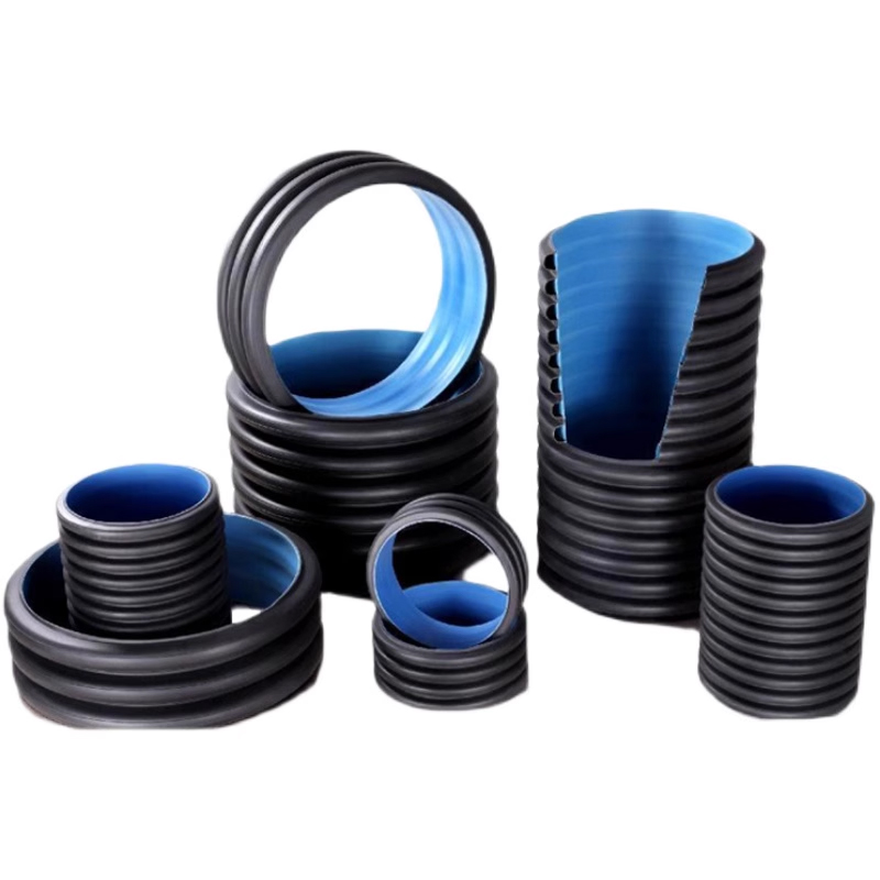 Hdpe double wall corrugated pipe SN8 600mm PE100 200mm pe drainage pipe