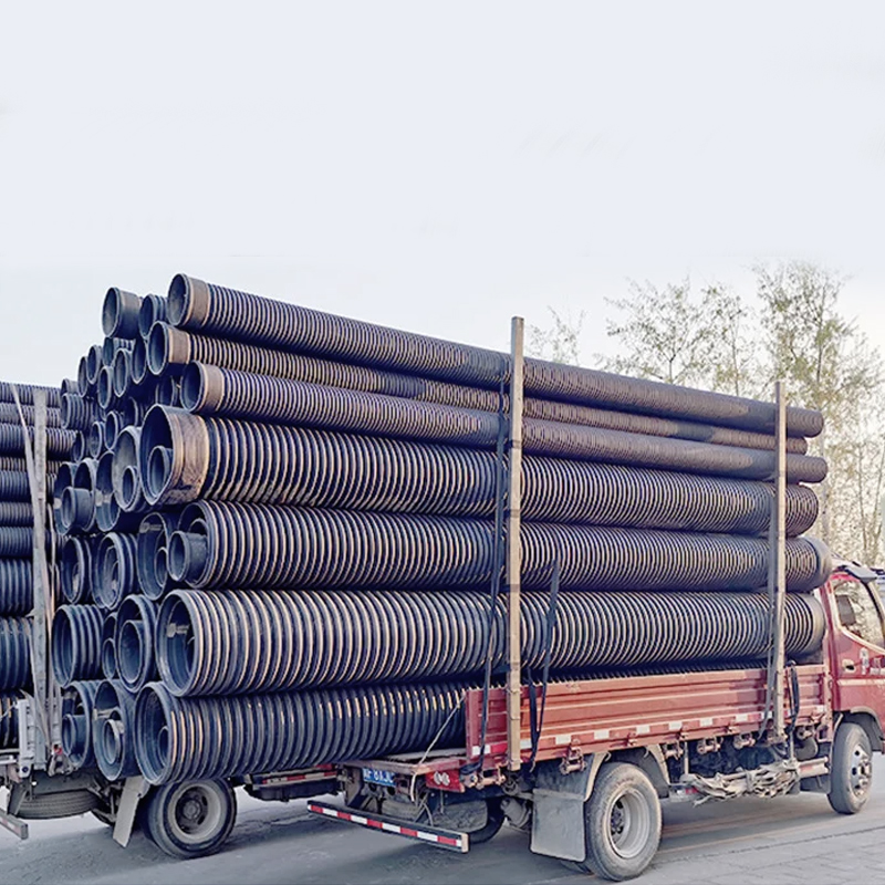 Hdpe double wall corrugated pipe SN8 600mm PE100 200mm pe drainage pipe