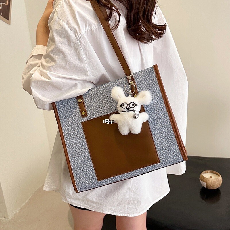 手提げバッグ　大容量　学生　コンビカラー　ファッション　トートバッグ　レディースバッグ