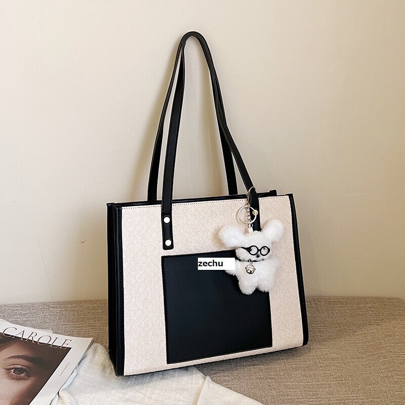 手提げバッグ　大容量　学生　コンビカラー　ファッション　トートバッグ　レディースバッグ