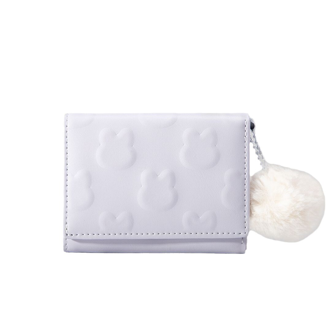 財布 三つ折り レディース ミニ財布　ラビット　型押し　ウサギ柄　兎総柄　ウォレット コンパクト 　可愛い カード入れ 小さめ