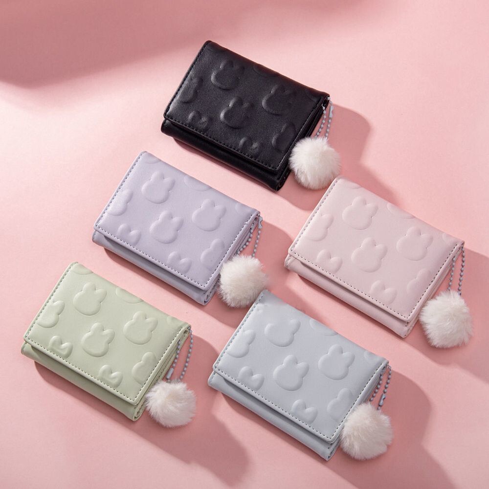 財布 三つ折り レディース ミニ財布　ラビット　型押し　ウサギ柄　兎総柄　ウォレット コンパクト 　可愛い カード入れ 小さめ