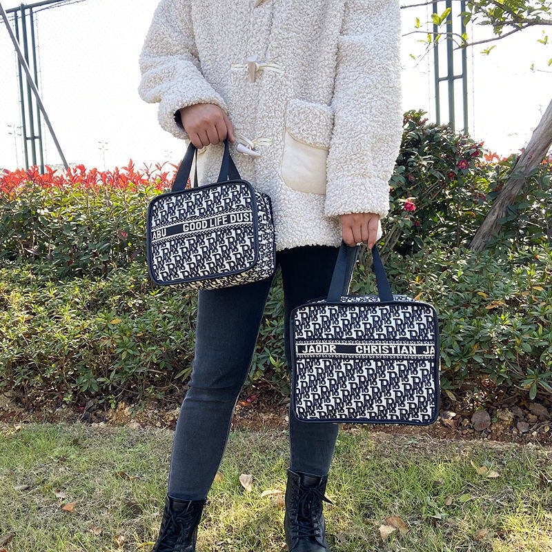 千鳥柄　化粧バッグ　手提げ　ハンドバッグ　収納バッグ　大容量収納　セット　マザーズバッグ