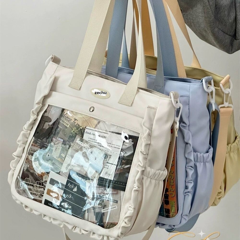 痛みバッグ　オリジナル工場　トートバッグ　学生　補助バッグ　サブバッグ　少女感　透明　アニメ　可愛い