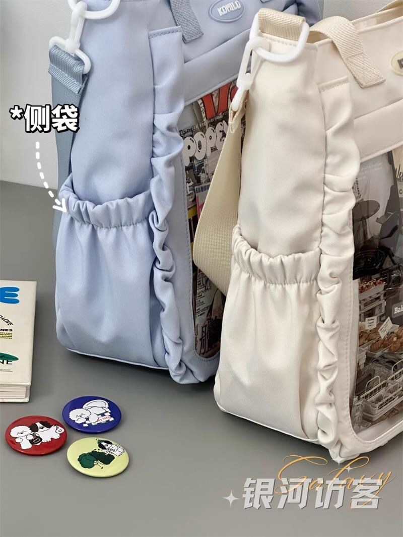 痛みバッグ　オリジナル工場　トートバッグ　学生　補助バッグ　サブバッグ　少女感　透明　アニメ　可愛い