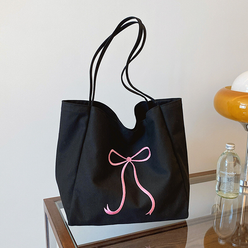 帆布　大容量　ショルダーバッグ　蝶結び　トートバッグ　シンプル　学生鞄　かばん　カバン　ディズニー監査バッグ工場　ライセンスバッグ