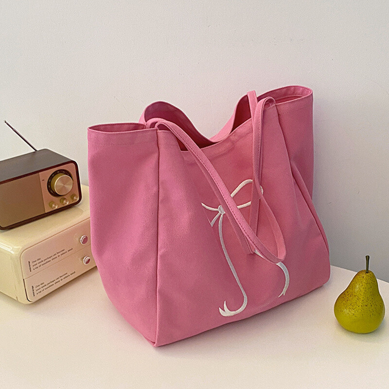 帆布　大容量　ショルダーバッグ　蝶結び　トートバッグ　シンプル　学生鞄　かばん　カバン　ディズニー監査バッグ工場　ライセンスバッグ