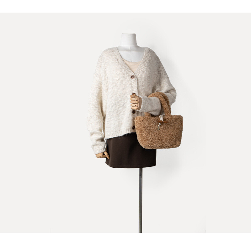 バッグ製造　熟練　職人　ボア　秋冬　レディース　女　手提げ　小さ目　トートバッグ　可愛い