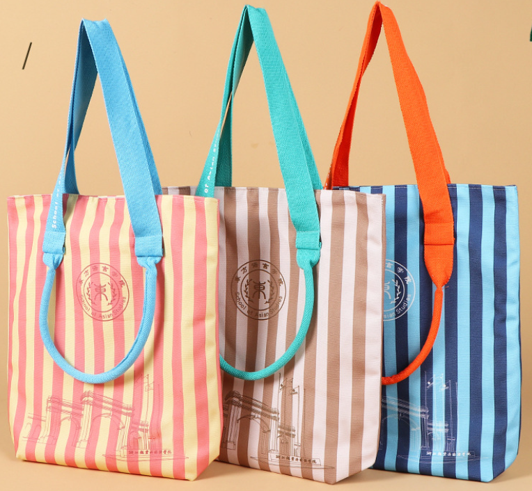 トートバッグ キャンバスバッグ かわいい  縞柄 ストライプ 果物 夏 ハンドバッグ レディース 大容量 2way サブバッグ 多機能バッグ 帆布 ファスナー付き