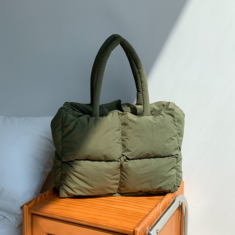 OEM　鞄生産　かばん　ナイロン　キルティング　ハンドバッグ　通勤　秋冬　