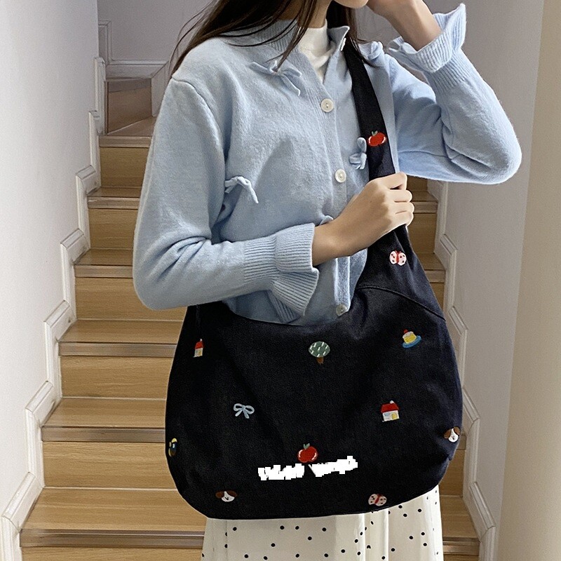 2025　新作　デニム　刺繍　レディースファッション　ワンショルダーバッグ　トートバッグ　シンプル　16年バッグメーカー　OEM　　