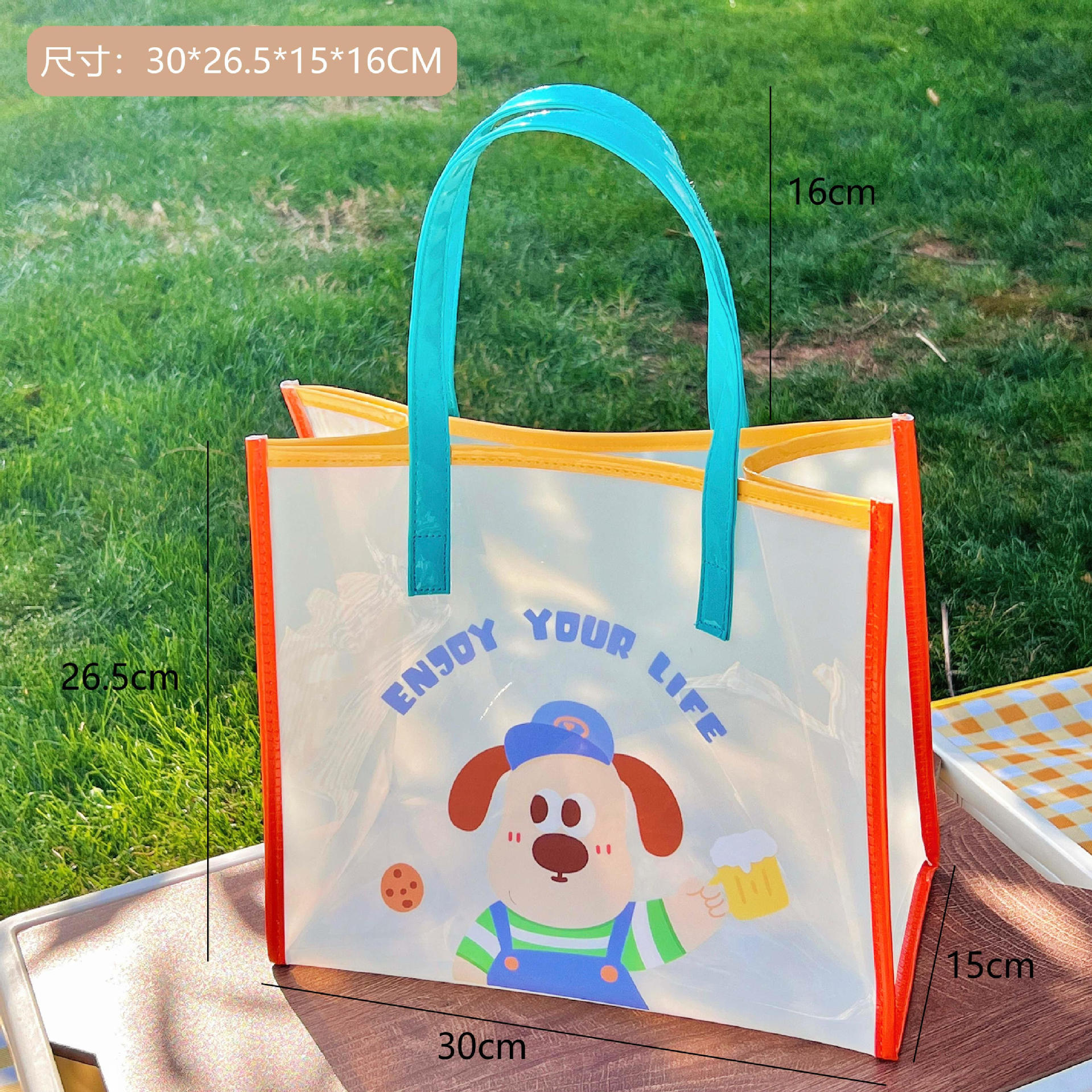 可愛い　透明　高品質PVC　手提げバッグ　ハンドバッグ　黄色くならないPVC　収納バッグ　収納グッズ