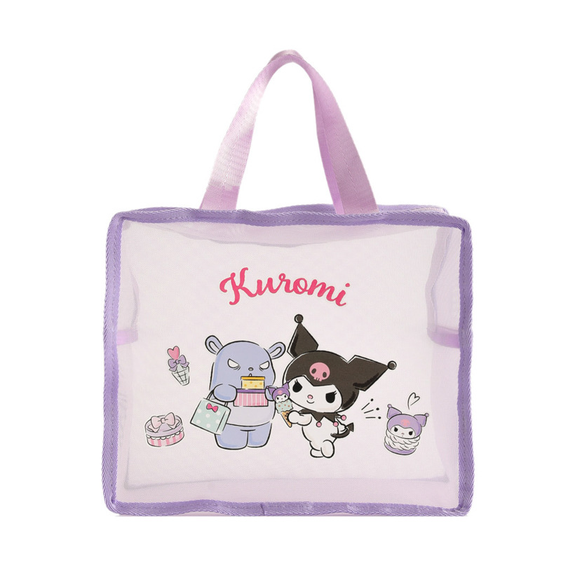 サンリオ　KUROMI　メッシュ　ネット　コンパクト　収納　ハンドバッグ　便利　収納袋　OEM