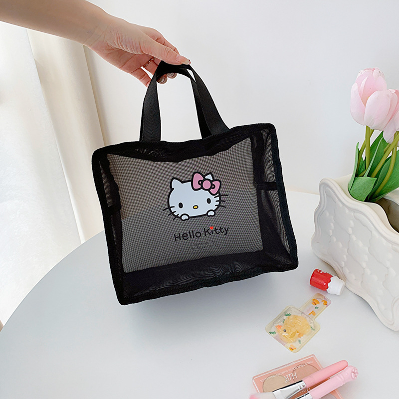 サンリオ　KUROMI　メッシュ　ネット　コンパクト　収納　ハンドバッグ　便利　収納袋　OEM