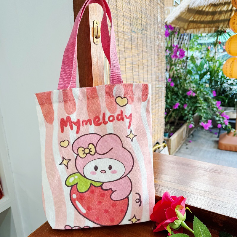 キャラクター 和風 ミニ手提げバッグ かわいい キャンバス お弁当袋 通学 レディース 小さめトートバッグ