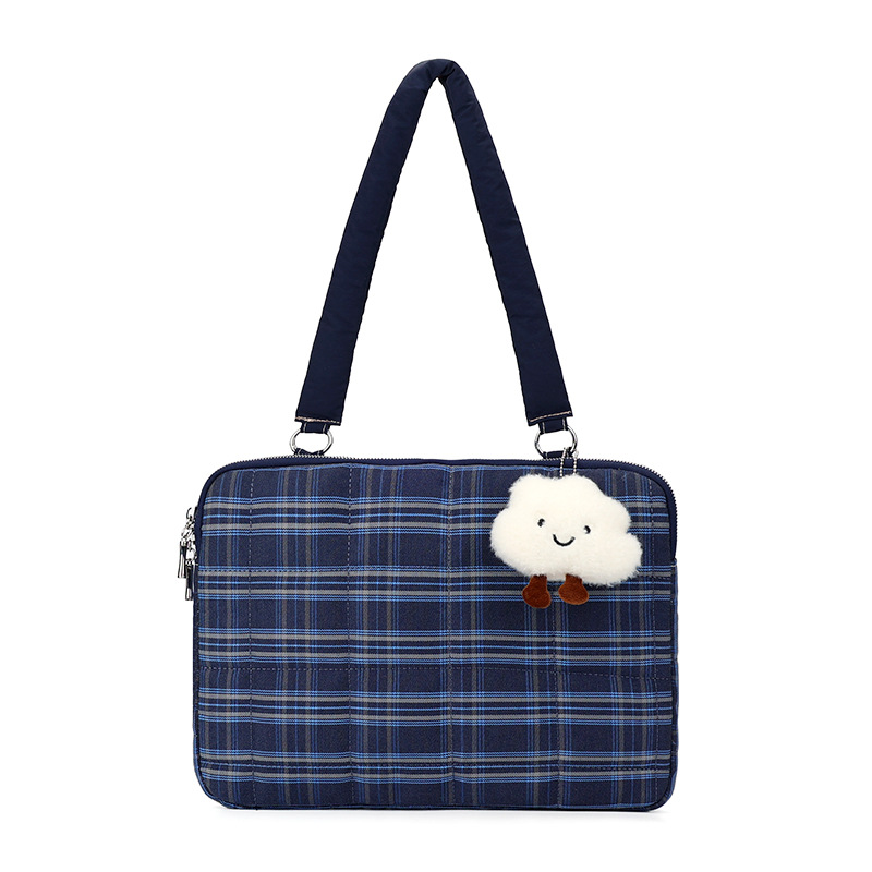 エレガントなiPadインナーバッグ スコットランドチェック コンピュータートートバッグ 新作 ショルダーノートパソコンケース