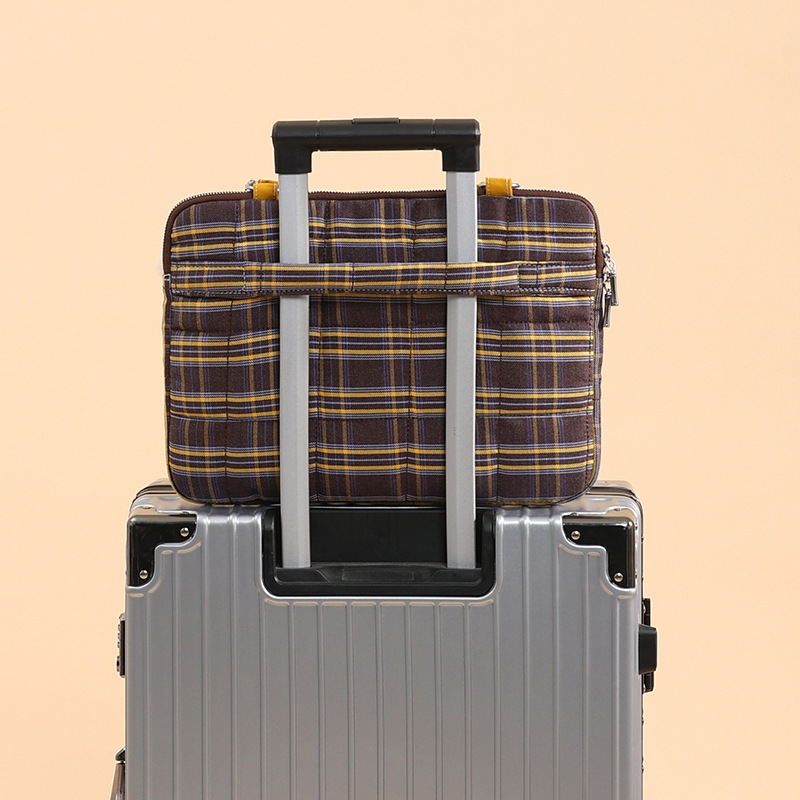 エレガントなiPadインナーバッグ スコットランドチェック コンピュータートートバッグ 新作 ショルダーノートパソコンケース