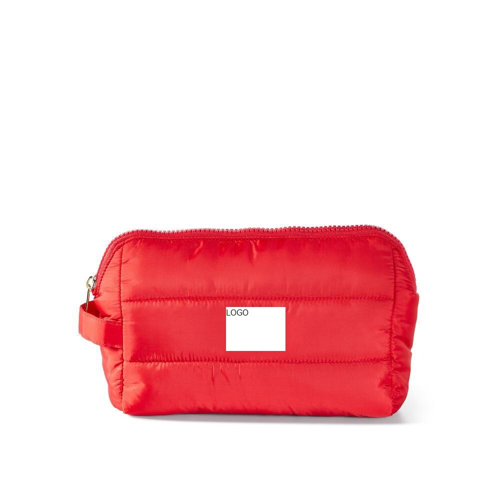 【秋冬新作】多機能キルティング収納ケース オリジナル刺繍入り 携帯用化粧ポーチ バッグ工場オリジナル製造