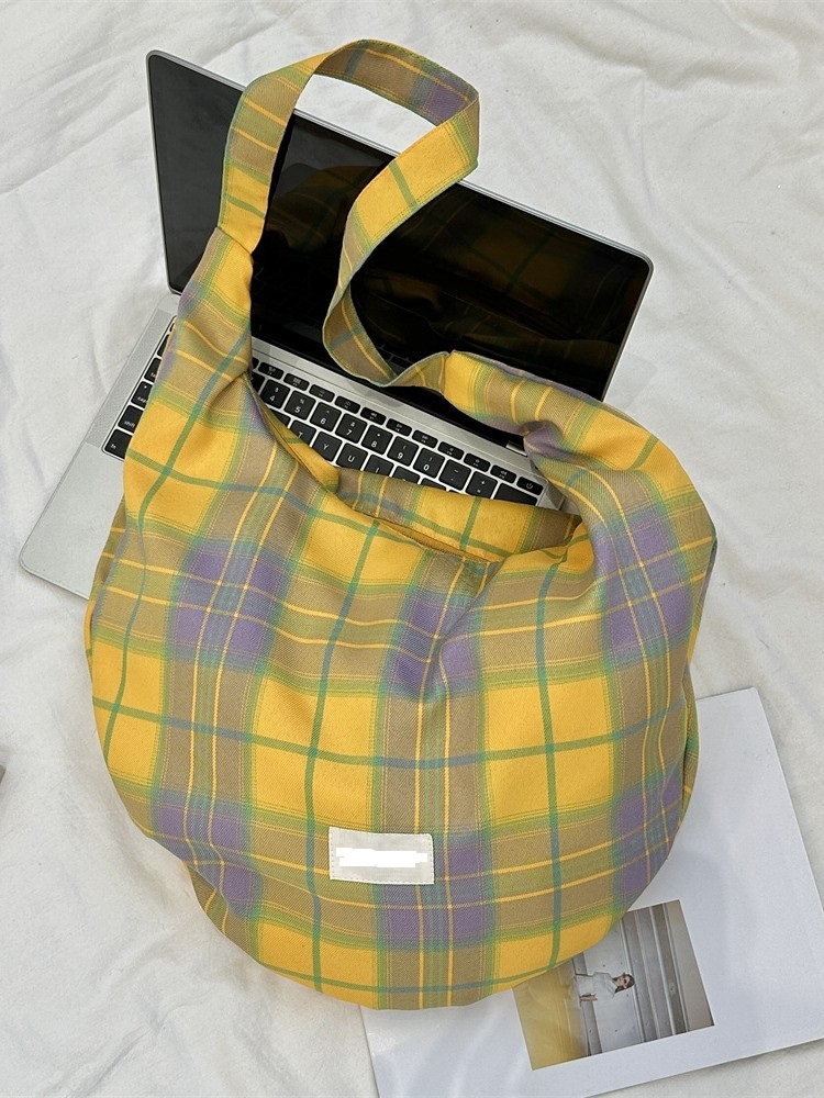 インスタins風 チェック 餃子バッグ　通勤　通学兼用 ショルダー/手提げ