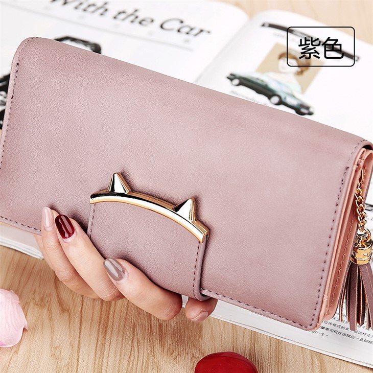 長財布レディース 猫耳 開閉 可愛い