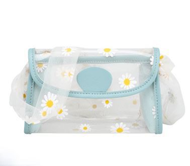 23夏新作透明バッグ清新な韓国日本風紗ショルダーバッグ雛菊プリントメッセンジャーバッグ