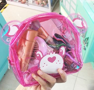 可愛い日本少女風収納バッグ透明pvc化粧ポーチ