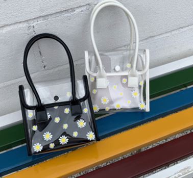 透明雛菊プリントハンドバッグ