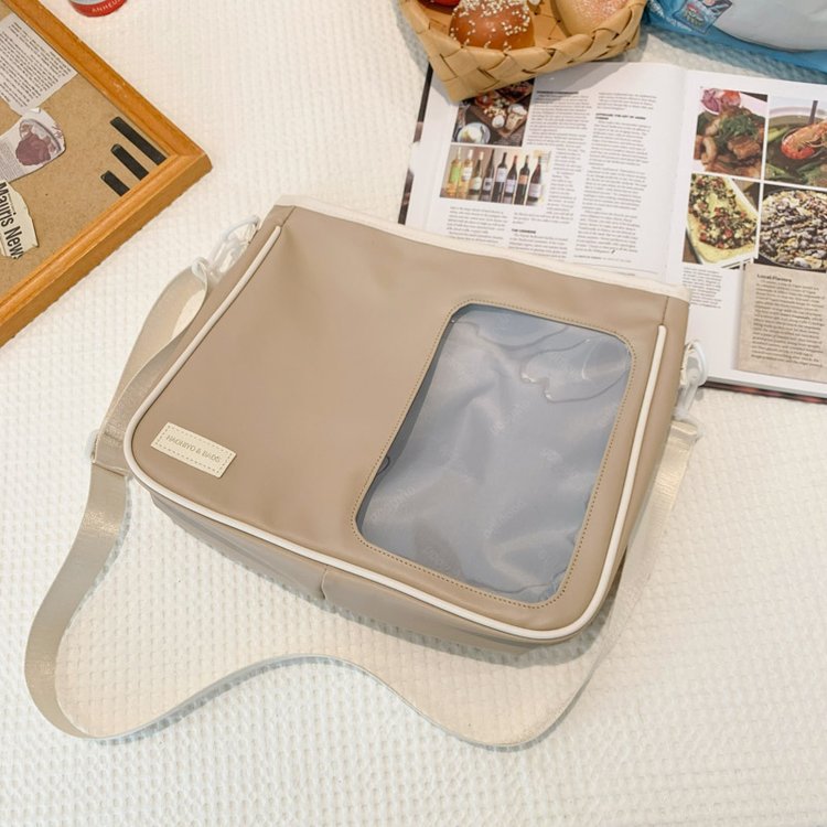 斜め掛け　ショルダー　2way　バッグ　ナイロンと透明PVCのコンビ　可愛い風