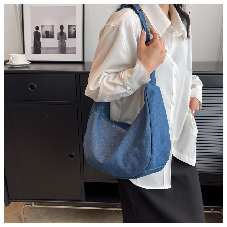 餃子　レディースバッグ　月型　デニム　エレガントなデザイン　