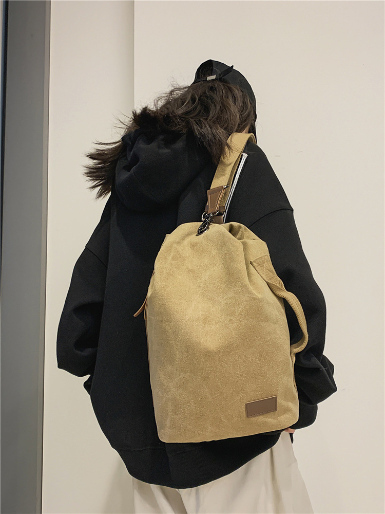 ヴィンテージ風　ボディバッグ　胸バッグ　帆布　キャンバス地