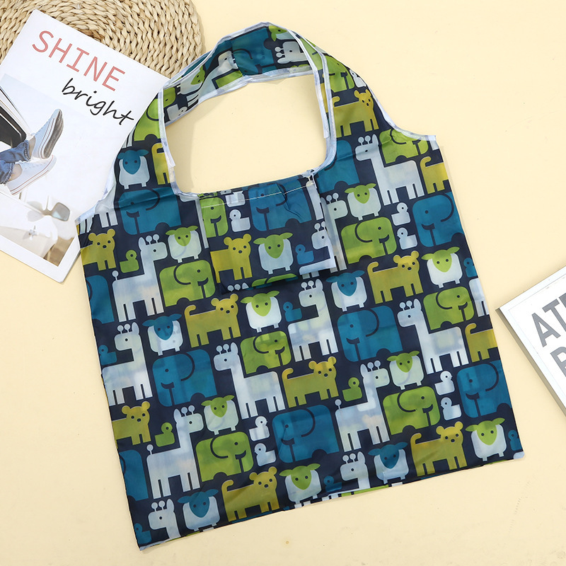 幾何柄　コンビニ　エコバッグ　ショッピングバッグ　軽量　折り畳み　