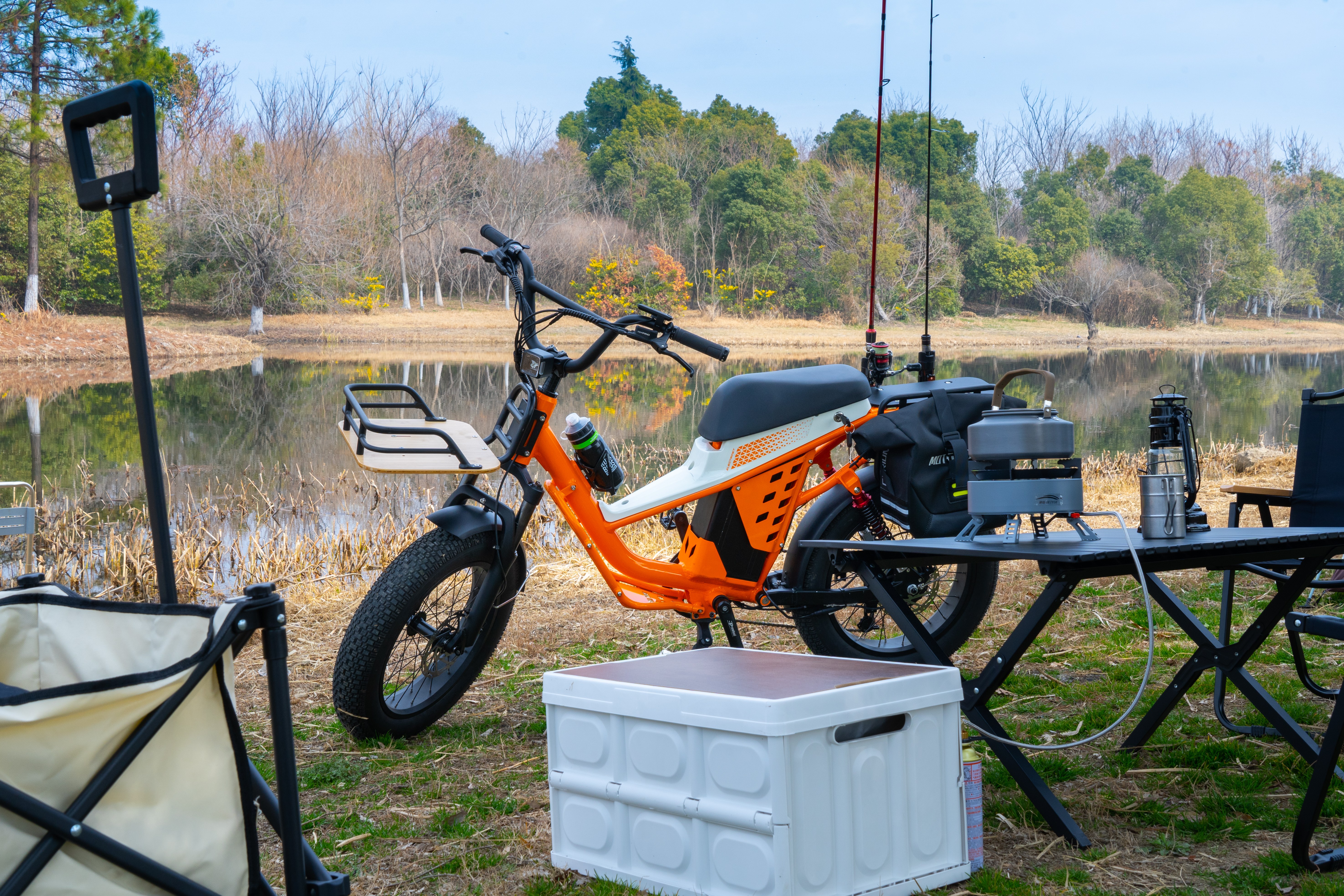 ESU ES-01 1500W Peak Fat Tire Electric Bike 48V 50Ah 120-Mile Range 400 lb Payload Cargo E-Bike for Camping