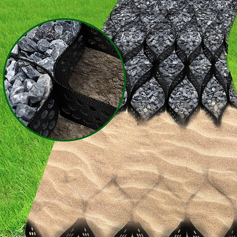 Geocell with Textured Surface for Gravel Stabilizer