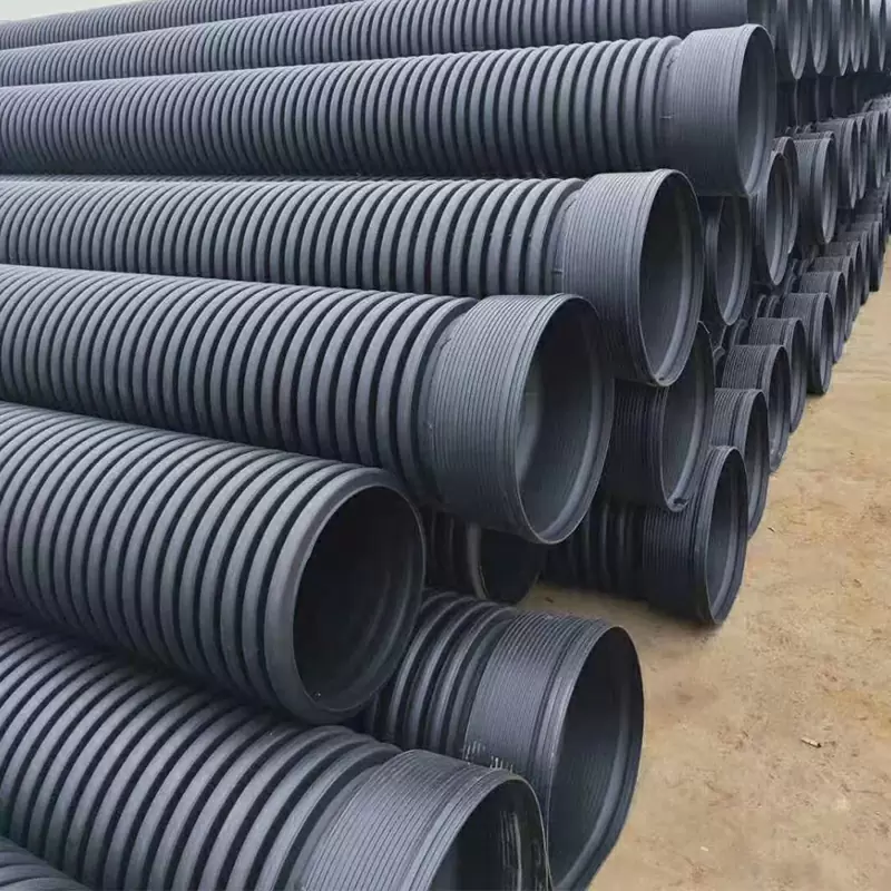 HDPE double wall corrugated pipes for waste water discharge black poly pipe