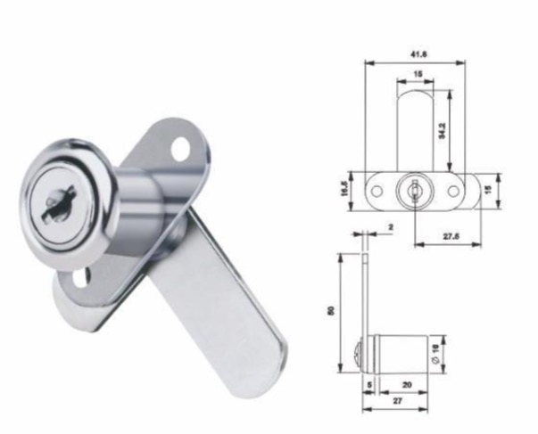 Chrome plated drawer lock 201