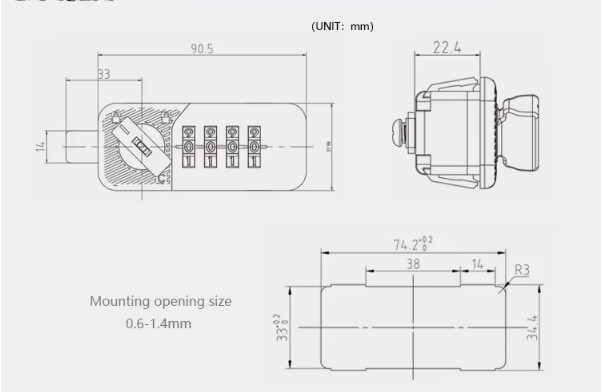 4-digit cabinet lock 6016