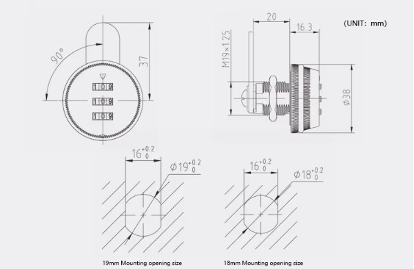 3 digit cabinet lock 6018