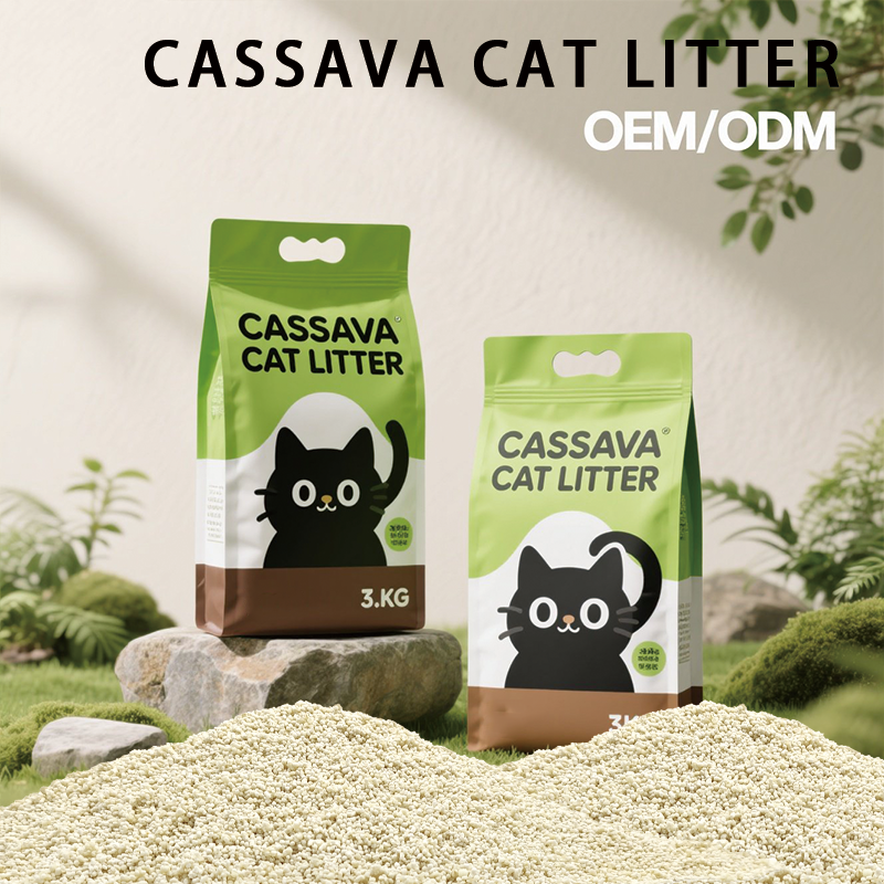 Wholesale Odor Control Dust-Free Flushable Fast Clumping Biodegradable Plant Cassava Starch Cat Litter