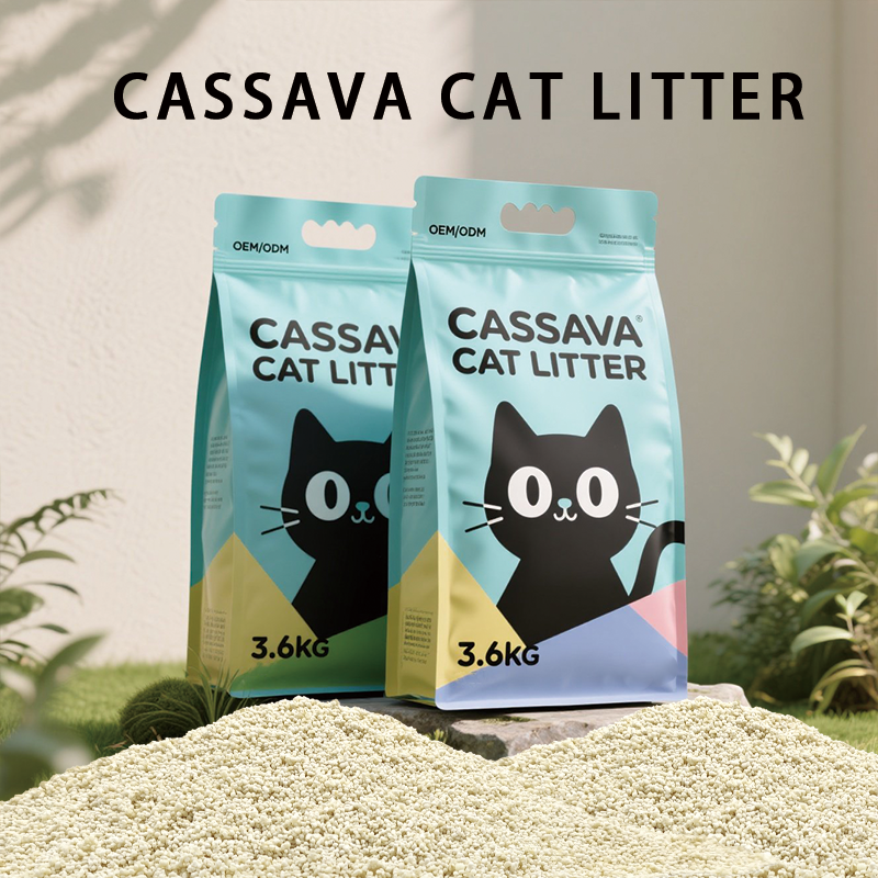 Wholesale Odor Control Dust-Free Flushable Fast Clumping Biodegradable Plant Cassava Starch Cat Litter