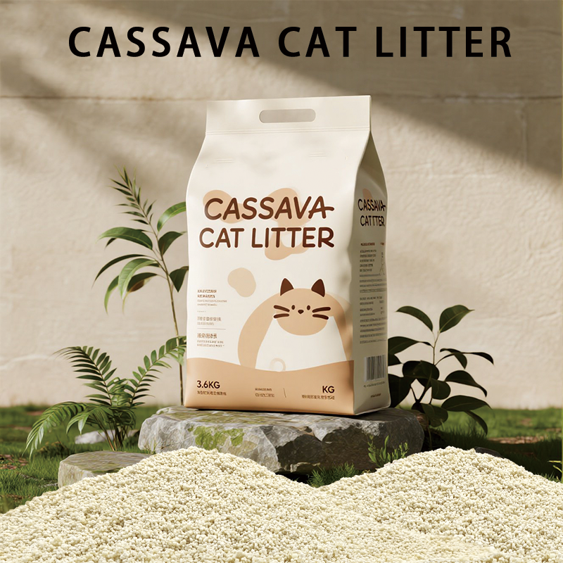Free Sample 100% Natural Sand High Quality Strong Deodorization Broken Block Cassava Cat Litter