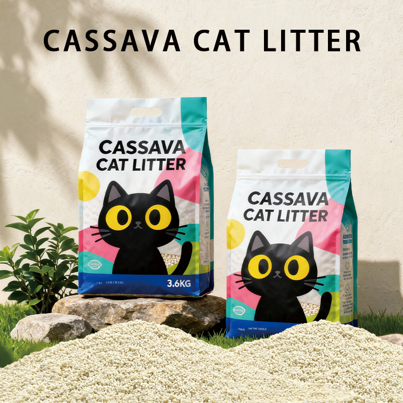 OEM ODM Custom Logo Packaging 100% Odor-Eliminating Cassava Starch Cat Litter Eco-Friendly Highly Adsorbent Fast Clumping